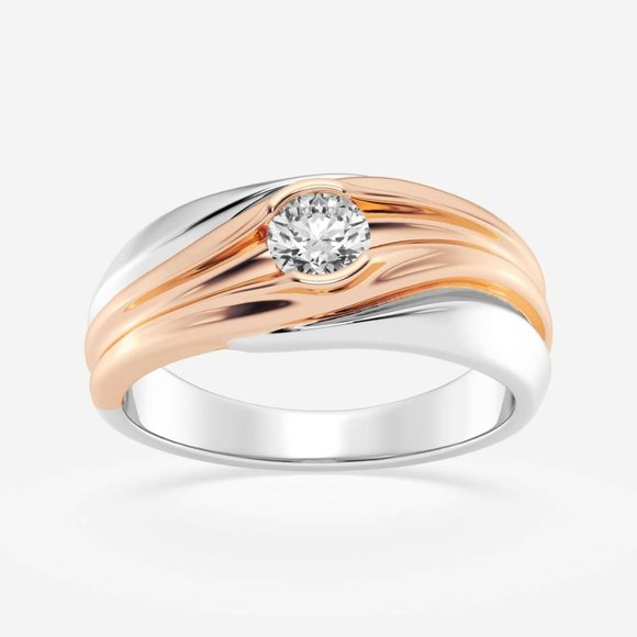 1/2 ctw Round Lab Grown Diamond Men's Solitaire Wedding Band - Picture 5 of 6